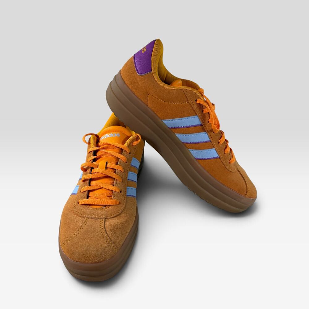 adidas VL Court Bold Platform Shoes Crew Orange Purple Womens 9.5 IH8090